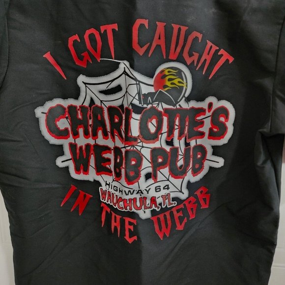 "Charlotte's Webb Pub" Wauchula, FL Black Mechanics Short Sleeve Work Shirt Sz S - Picture 2 of 10